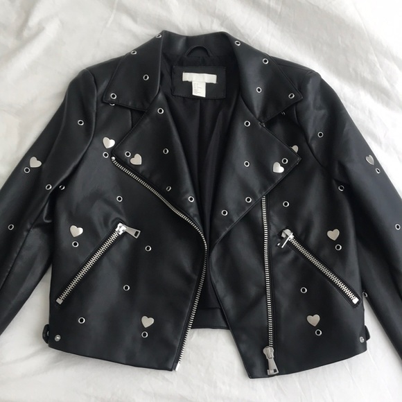 H&M faux leather eagle embellished biker jacket - Picture 3 of 7